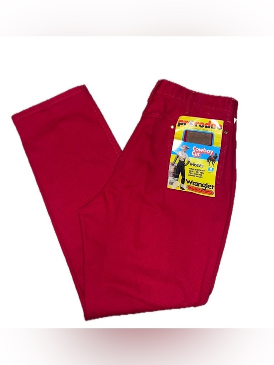 Wrangler Pants - 90’s Vintage Wrangler Misses Jeans in Vibrant Red- Heavy Denim NWT
